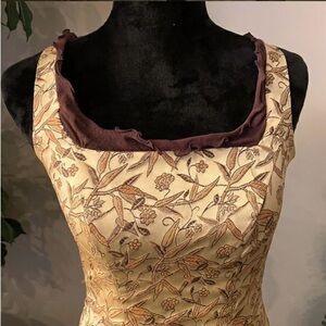 Vintage Betsey Johnson Chocolate Brown Gold Mini Dress